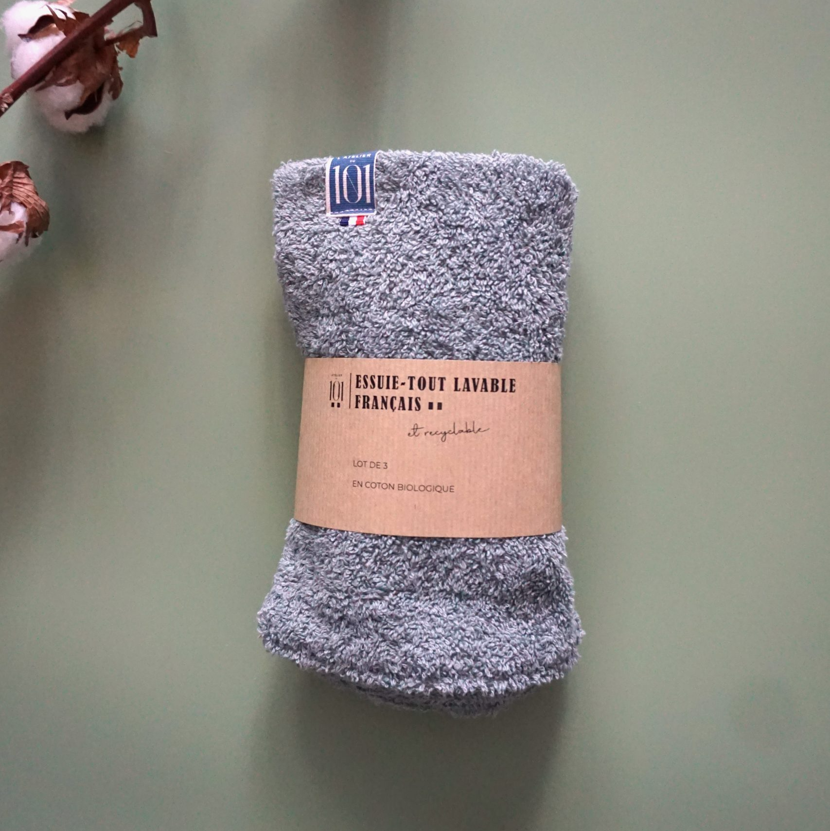 Lot de 3-Essuie-tout lavable français